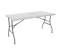THINIA HOME Mesa Catering Plegable Rectangular Portátil Blanca 150 cm: Mesa Multiusos para Camping y Eventos en Espacios Exteriores o Interiores | Resina y Patas de Acero para 2-4 Personas