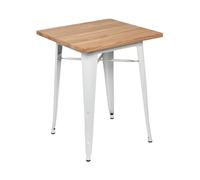 THINIA HOME Mesa de Comedor Industrial Cuadrada de Madera y Acero 60x60x76cm