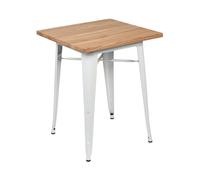 Thinia Home Mesa de Comedor Industrial Cuadrada de Madera y Acero 60x60x76cm Thinia Home