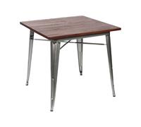 Thinia Home Mesa de Comedor Industrial Cuadrada de Madera y Acero 80x80x76cm Thinia Home