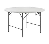 THINIA HOME Mesa Plegable Redonda Efecto Granito Blanco Ø150x74cm