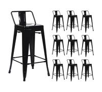 Thinia Home Pack 10 Taburetes Altos Industriales Apilables de Acero 41x41x85cm Thinia Home