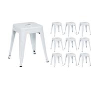Thinia Home Pack 10 Taburetes Bajos Industriales Apilables de Acero 38x38x46cm Thinia Home