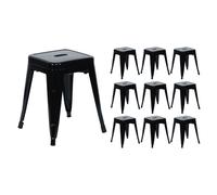 Thinia Home Pack 10 Taburetes Bajos Industriales Apilables de Acero 38x38x46cm Thinia Home