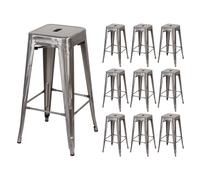 Thinia Home Pack 10 Taburetes Medios Industriales Apilables de Acero 43x43x76cm Thinia Home