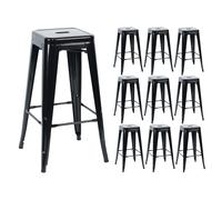 Thinia Home Pack 10 Taburetes Medios Industriales Apilables de Acero 43x43x76cm Thinia Home