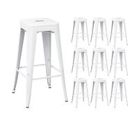 Thinia Home Pack 10 Taburetes Medios Industriales Apilables de Acero 43x43x76cm Thinia Home