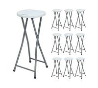 THINIA HOME Pack 10 Taburetes Plegables Alto Blanco 30x76cm
