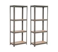 THINIA HOME Pack 2 Estanterías Metálicas con 4 Baldas Ajustables 148x60x30cm 240Kg