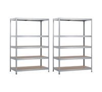 Thinia Home Pack 2 Estanterías Modulares Metálicas con 5 Baldas 1250kg 120x60x180cm Thinia Home