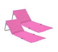 THINIA HOME - Esterilla Plegable de Playa Acolchada con Respaldo (Pack 2), Acero y Tela Oxford, Jardín, Impermeable, 149.5x50.5x42 cm (Largo x Ancho x Alto), Color Gris, Azul, Verde, Rojo o Rosa