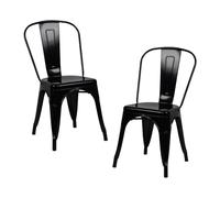 THINIA HOME Pack 2 Sillas Apilables Industriales de Acero 45x45x85cm