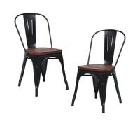 Thinia Home Pack 2 Sillas Apilables Industriales de Acero y Madera 45x45x85cm Thinia Home
