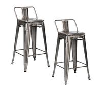 Thinia Home Pack 2 Taburetes Altos Industriales Apilables de Acero 41x41x85cm Thinia Home