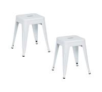 THINIA HOME Pack 2 Taburetes Bajos Industriales Apilables de Acero 38x38x46cm