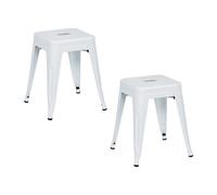 Thinia Home Pack 2 Taburetes Bajos Industriales Apilables de Acero 38x38x46cm Thinia Home