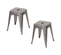 Thinia Home Pack 2 Taburetes Bajos Industriales Apilables de Acero 38x38x46cm Thinia Home