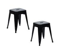 Thinia Home Pack 2 Taburetes Bajos Industriales Apilables de Acero 38x38x46cm Thinia Home