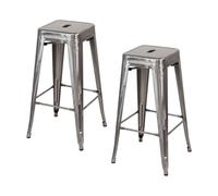 THINIA HOME Pack 2 Taburetes Medios Industriales Apilables de Acero 43x43x76cm