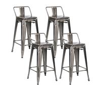 Thinia Home Pack 4 Taburetes Altos Industriales Apilables de Acero 41x41x85cm Thinia Home