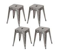 THINIA HOME Pack 4 Taburetes Bajos Industriales Apilables de Acero 38x38x46cm
