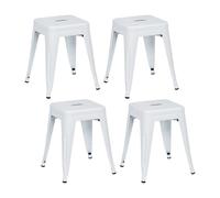 Thinia Home Pack 4 Taburetes Bajos Industriales Apilables de Acero 38x38x46cm Thinia Home