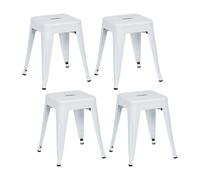 Thinia Home Pack 4 Taburetes Bajos Industriales Apilables de Acero 38x38x46cm Thinia Home