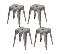 Thinia Home Pack 4 Taburetes Bajos Industriales Apilables de Acero 38x38x46cm Thinia Home