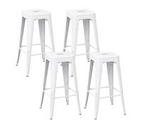 THINIA HOME Pack 4 Taburetes Medios Industriales Apilables de Acero 43x43x76cm