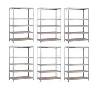 THINIA HOME Pack 6 Estanterías Modulares Metálicas con 5 Baldas 1250kg 120x60x180cm