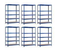 Thinia Home Pack 6 Estanterías Modulares Metálicas con 5 Baldas 1250kg Azul 120x60x180cm 7house