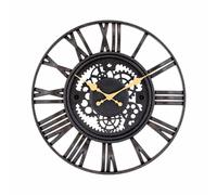 Thinia Home Reloj de Pared Vintage Troquelado Negro/Dorado Ø38 cm Thinia Home