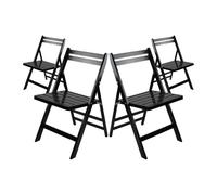 THINIA HOME Set 4 Sillas Plegables de Madera para Exterior Buiani - Sillas para Jardín, Terraza, Balcón o Patio - También Aptas para Interior - Sillas de Madera de Haya - Made in Italy
