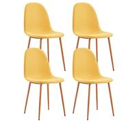 THINIA HOME - Silla Comedor Lino Nuova (Pack 4), Acero Efecto Madera, Tejida en Lino, Salón, Dormitorio y Recibidor, Interior, Diseño Moderno, 51x44x91 cm (Largo x Ancho x Alto)