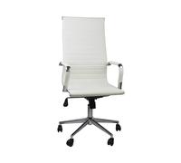 THINIA HOME - Silla de Escritorio Elegance, Acero/Tapizada Cuero, Oficina, Despacho, Estudio, Diseño Ergonómico, Altura Ajustable, 5 Ruedas, Giratoria 360º, 60x(57x89) x(105-116) cm