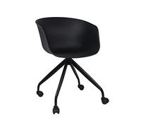 THINIA HOME - Silla de Escritorio Ergonómica New Age, Silla de Oficina, con Ruedas, Giratoria 360º, Acolchada, Tapizada en Tela, con Reposabrazos, Diseño Moderno, Color Negro