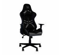 Thinia Home - Silla Gaming Profesional Decode, Cuero Sintético, Setup, Despacho, Oficina, Ergonómica, Reclinable 90-180º, 2 Cojines Ajustables, Reposabrazos, 120Kg Máx, 73x68x136cm, Negro-Blanco/Gris