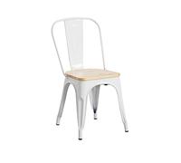 THINIA HOME Silla Industrial Strong con Asiento de Madera 45x54x85cm