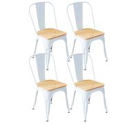 Thinia Home Strong Pack 4 Sillas Industriales Blanco/Madera