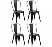 Thinia Home Strong Pack 4 Sillas Industriales Negras