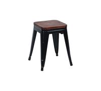 Thinia Home Taburete Bajo Industrial Apilable de Acero y Madera 38x38x46cm Thinia Home