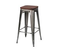 Thinia Home Taburete Medio Industrial Apilable de Acero y Madera 43x43x76cm Thinia Home