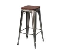 Thinia Home Taburete Medio Industrial Apilable de Acero y Madera 43x43x76cm Thinia Home