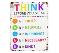 Think Before You Act Speak Metal Sign For School Hallway Wall-Art Mindfulness Reminder Poster Counselor Waiting Room Tin Sign 8 X 12 inch