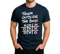 Think Outside The Box - Camiseta para hombre con diseño creativo para nuevas ideas, innovación y pensamiento libre, azul marino, S