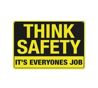 Think Safety It'S Everyone'S Job - Señal de advertencia reflectante de aluminio de 30,5 x 20,3 cm con símbolo para uso en interiores y exteriores