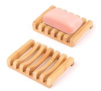 Thinkcase 2 Piezas de bambú Natural de Madera jabonera, Caja de jabón, para Cocina, Cuarto de baño, Esponja jabón, esponjas y más