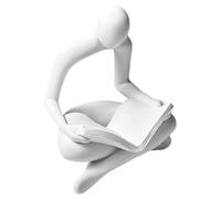 Thinker Statue Set - Resin Decorative Sculpture, Aesthetic Reading Figurine with Non Slip Base, Bookshelf Decor, Modern Home Accent, Art Figurine for Living Room Table Desk Entryway Office Apartment