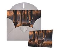 Thinking of You Cards - Tarjeta de agradecimiento con sobre, 15 x 10 cm, diseño de ciervos salvajes, tarjetas de felicitación en blanco para todas las ocasiones