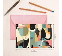 Thinking of You Cards - Tarjeta de agradecimiento de 15 x 10 cm con sobre, arte moderno de mediados de siglo, tarjeta de felicitación de gato en blanco para todas las ocasiones